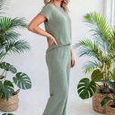  Short Sleeve Wide Leg Ribbed Jumpsuit | S-XXL