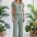  Short Sleeve Wide Leg Ribbed Jumpsuit | S-XXL