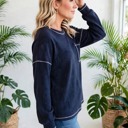  Contrast Stitching Trim Pullover | Free Shipping