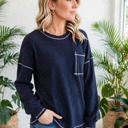  Contrast Stitching Trim Pullover | Free Shipping