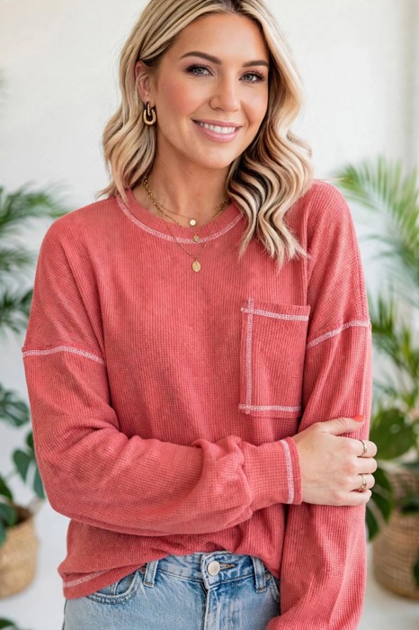 Contrast Stitching Trim Pullover | Free Shipping