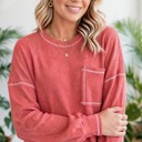  Contrast Stitching Trim Pullover | Free Shipping