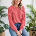  Contrast Stitching Trim Pullover | Free Shipping