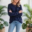  Contrast Stitching Trim Pullover | Free Shipping