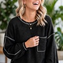  Contrast Stitching Trim Pullover | Free Shipping