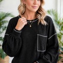  Contrast Stitching Trim Pullover | Free Shipping