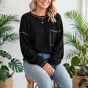  Contrast Stitching Trim Pullover | Free Shipping