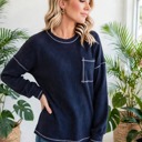  Contrast Stitching Trim Pullover | Free Shipping