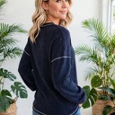  Contrast Stitching Trim Pullover | Free Shipping