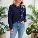  Contrast Stitching Trim Pullover | Free Shipping