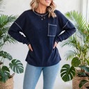  Contrast Stitching Trim Pullover | Free Shipping