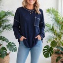  Contrast Stitching Trim Pullover | Free Shipping