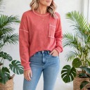  Contrast Stitching Trim Pullover | Free Shipping