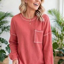  Contrast Stitching Trim Pullover | Free Shipping
