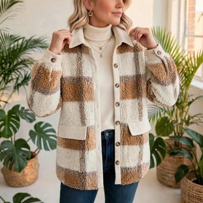Plaid Teddy Jacket | S-2XL