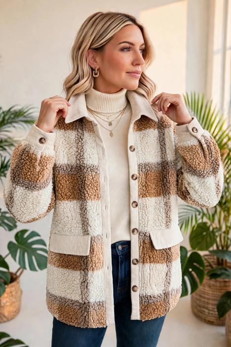 Plaid Teddy Jacket | S-2XL