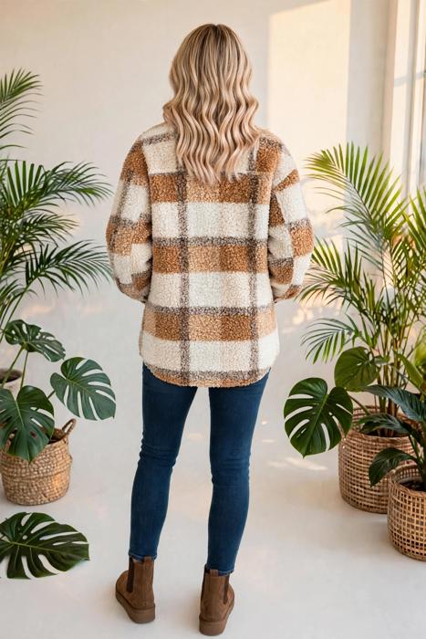 Plaid Teddy Jacket | S-2XL