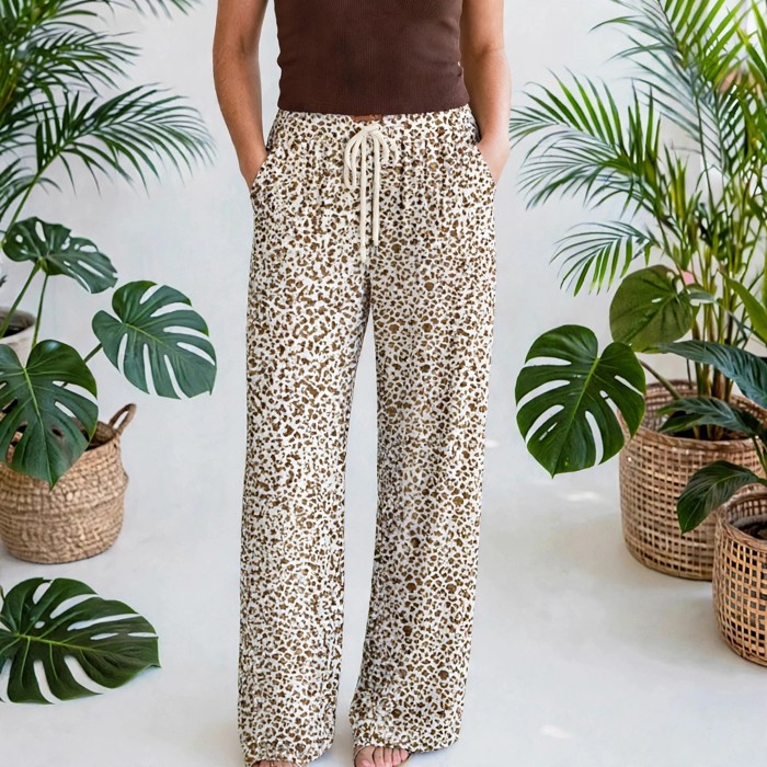 Trendy Leopard Elastic Waistband Loose Pants | S-XL