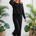  Textured Long Sleeve Tops and Pants Lounge Set | S-2XL