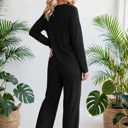  Textured Long Sleeve Tops and Pants Lounge Set | S-2XL