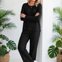  Textured Long Sleeve Tops and Pants Lounge Set | S-2XL
