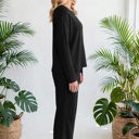  Textured Long Sleeve Tops and Pants Lounge Set | S-2XL