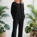  Textured Long Sleeve Tops and Pants Lounge Set | S-2XL