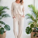  Textured Long Sleeve Tops and Pants Lounge Set | S-2XL