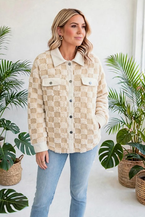 Cozy Checkered Corduroy Shacket | S-XL