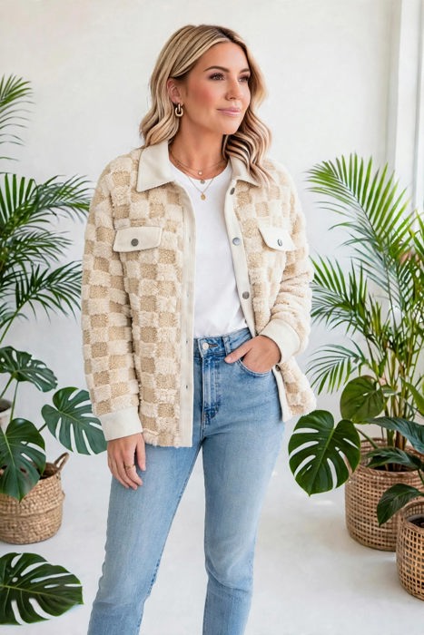 Cozy Checkered Corduroy Shacket | S-XL