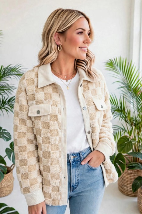 Cozy Checkered Corduroy Shacket | S-XL