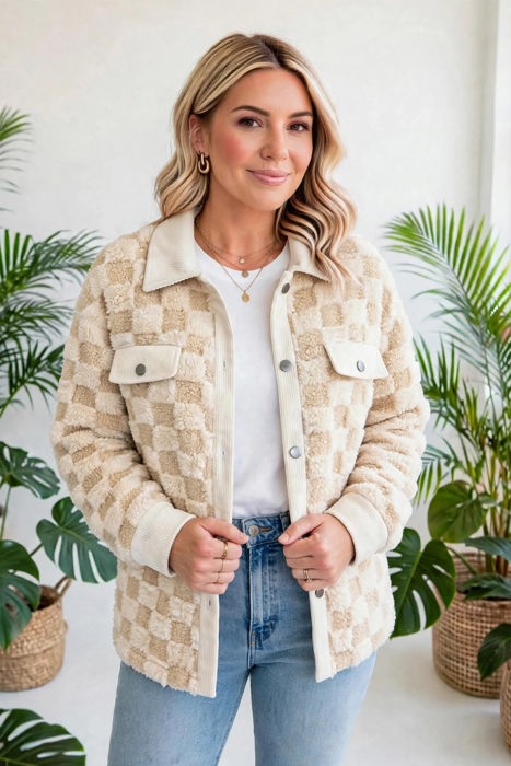 Cozy Checkered Corduroy Shacket | S-XL