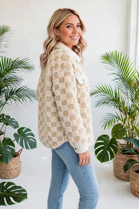 Cozy Checkered Corduroy Shacket | S-XL