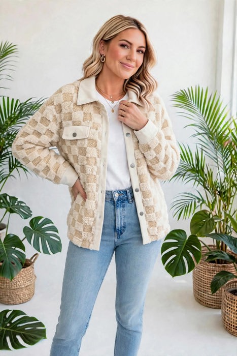 Cozy Checkered Corduroy Shacket | S-XL