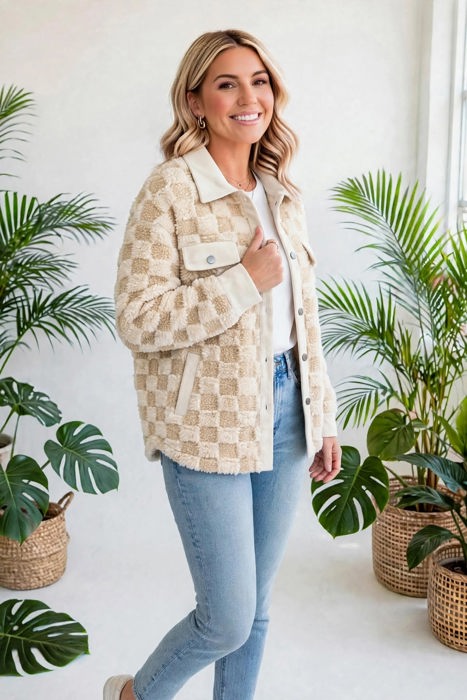 Cozy Checkered Corduroy Shacket | S-XL