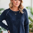  Textured Round Neck Long Sleeve Top | Free Shipping