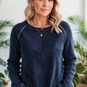  Textured Round Neck Long Sleeve Top | Free Shipping