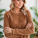  Textured Round Neck Long Sleeve Top | Free Shipping