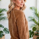  Textured Round Neck Long Sleeve Top | Free Shipping