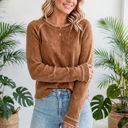  Textured Round Neck Long Sleeve Top | Free Shipping