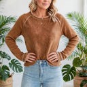  Textured Round Neck Long Sleeve Top | Free Shipping