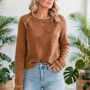  Textured Round Neck Long Sleeve Top | Free Shipping