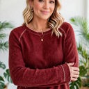  Textured Round Neck Long Sleeve Top | Free Shipping