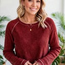  Textured Round Neck Long Sleeve Top | Free Shipping