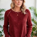  Textured Round Neck Long Sleeve Top | Free Shipping