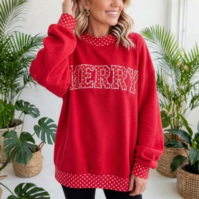 Polka Pop Letter Contrast Trim Sweatshirt | S-XL