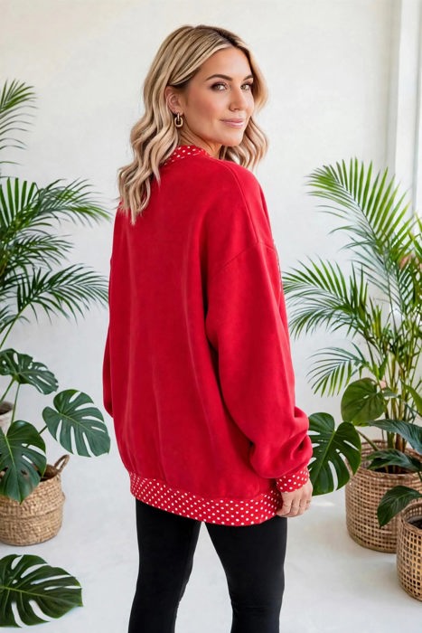Polka Pop Letter Contrast Trim Sweatshirt | S-XL