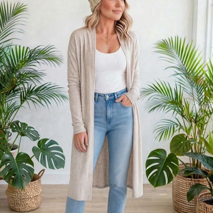 Essential Tunic Layer Long Cardigan | S-XL