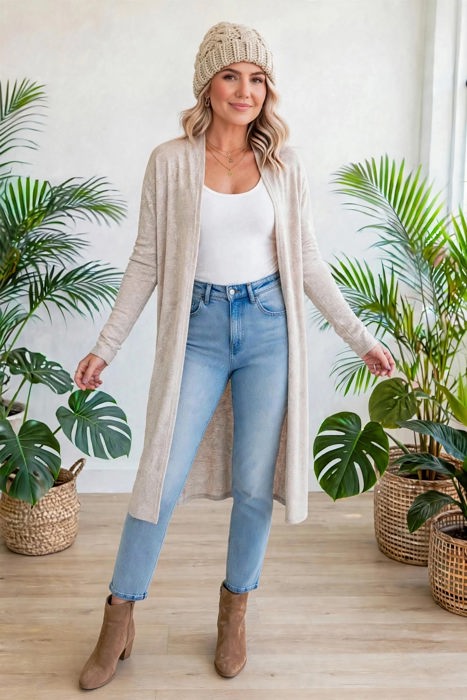 Essential Tunic Layer Long Cardigan | S-XL