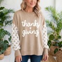  Thankful Vibes Patchwork Graphic Pullover | S-XL